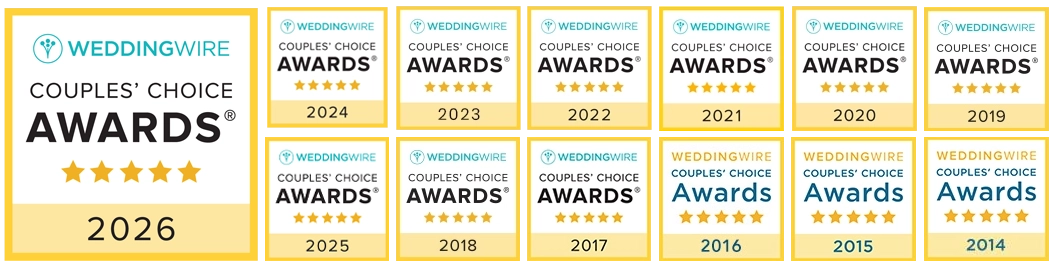 Ceremony of Love Wedding Wire awards. Couples Choice 12 Years in a row